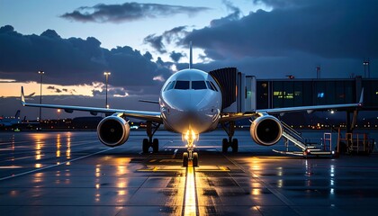 Airplane on the Runway at Dusk A Stunning Aviation Image