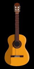 Naklejka premium Yellow Acoustic Guitar Illustration on Black Background