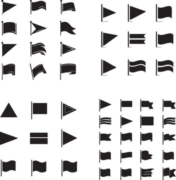 Collection of various flag icons isolated on white background