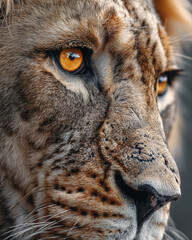Naklejka premium Portrait of a big cat with orange eyes. Close-up.