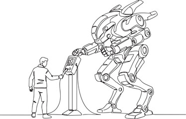 Futuristic interaction concept depicting a man recharging a mass