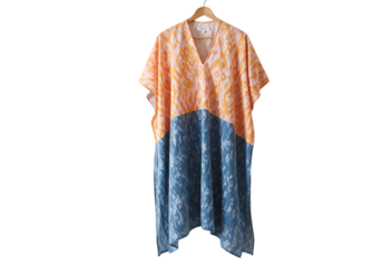 Peach and Teal Kaftan Dress on Hanger
