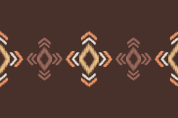 Ethnic ikat traditional motif fabric pattern geometric style.African Ikat embroidery Ethnic oriental pattern brown color background wallpaper. Abstract,vector.Texture,frame,decoration.