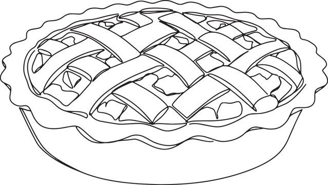 Elegant Apple Pie Line Art Depiction of Classic Dessert Traditio