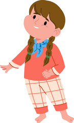 Girl in Pajamas with Braids