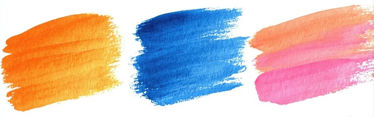 Abstract watercolor paint strokes in vibrant colors