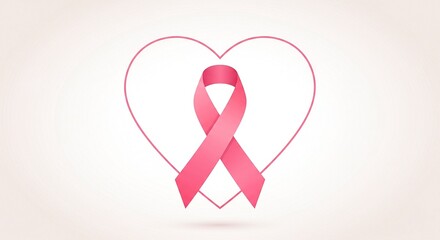 Breast Cancer Awareness Pink Ribbon in Heart
