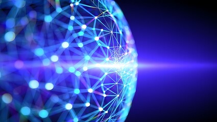 Digital Network Globe Abstract Technology Background Glowing Connections