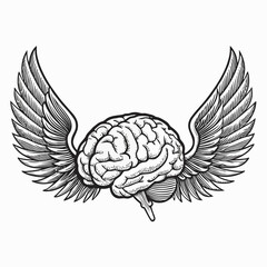 Create Bold Stroke Brain With Wings Symbolizing Creative Visual Ideal for Marketing