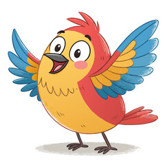 Dynamic Create Bold Stroke Cartoon Bird With Body High-Quality Stock Image
