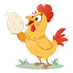 Featuring Create Bold Stroke Cartoon Chicken With Egg Whi Dynamic Creative Visual