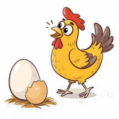 Featuring Create Bold Stroke Cartoon Chicken With Egg Whi Stunning Creative Visual