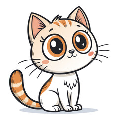 Featuring Create Bold Stroke Cartoon Cute Cat With Big Eyes Stunning Premium Digital Asset