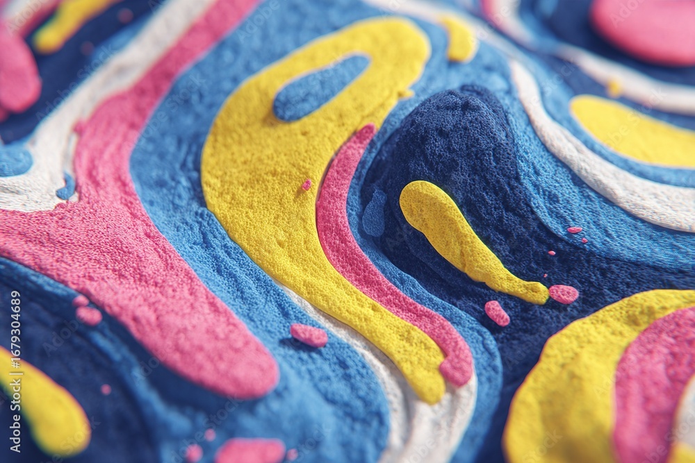 Poster colorful abstract design featuring flowing patterns and vibrant hues on a textured surface