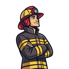 Featuring Create Bold Stroke Cartoon Firefighter With Helmet Elegant Creative Visual