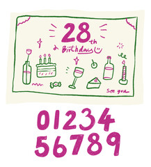 Cute hand-drawn birthday invitation cards