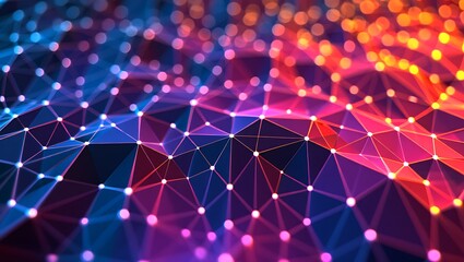 Vibrant Digital Network with Glowing Connections Representing Data Flow and Connectivity