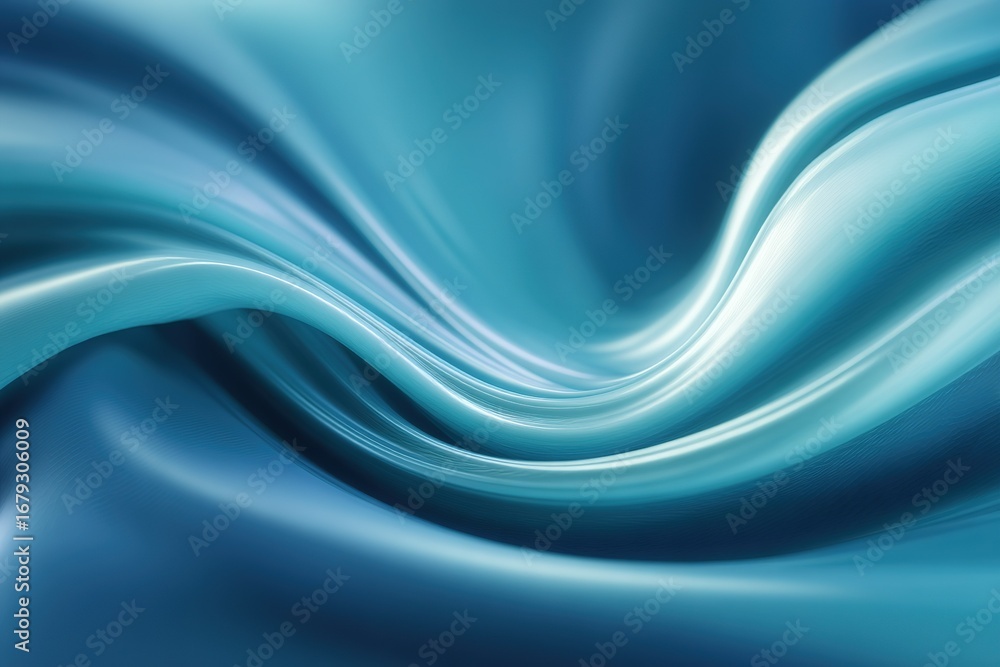 Poster flowing blue fabric creates a soft and soothing wave-like texture in an abstract design