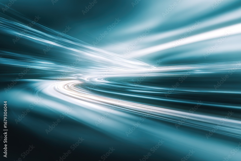 Poster vibrant abstract light trails creating a stunning display of motion and color in a digital environme