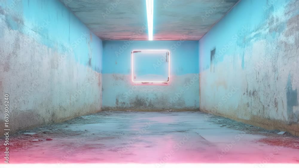 Poster surreal neon tunnel: a captivating journey through light and shadow creating a mesmerizing visual