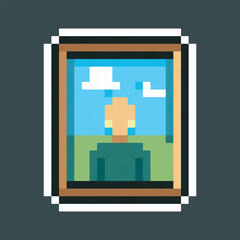 Obraz premium person picture on frame in pixel art style