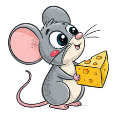 Depicting Create Bold Stroke Cartoon Mouse With Cheese Dynamic Premium Digital Asset
