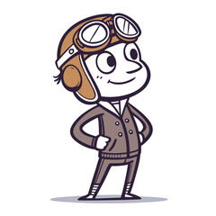 Vibrant Create Bold Stroke Cartoon Pilot With Aviator Glas High-Quality Stock Image