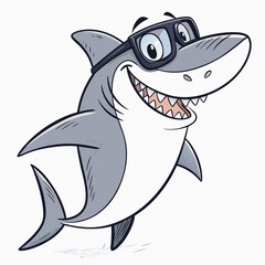Featuring Create Bold Stroke Cartoon Shark With Sunglasses Vibrant Creative Visual