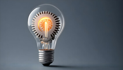 A unique light bulb showcasing an intricate gear mechanism inside, symbolizing creativity and innovation in design. Perfect for tech-related themes.
