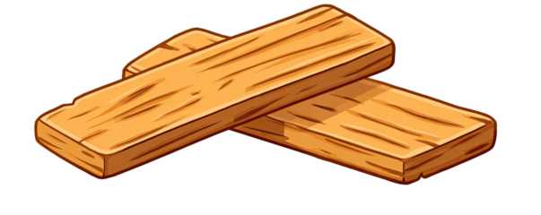 Two pieces of light brown wood, stacked