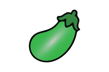 A bright green eggplant with a black outline