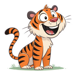 Showcasing Create Bold Stroke Cartoon Tiger With Wide Smile Vibrant Creative Visual