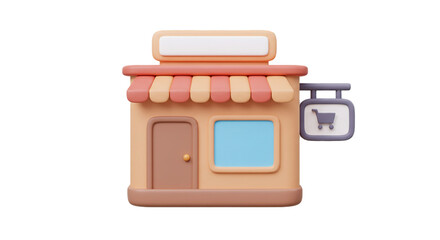 3d render icon of shop isolated on white background  
