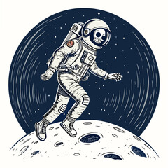 Fototapeta premium Create Bold Stroke Skeleton Astronaut Landing Professional Photo Perfect for Editorial Content