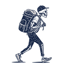 Beautiful Create Bold Stroke Skeleton Carrying Backpack Like Professional Photo