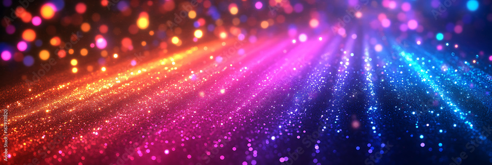 Aufkleber vibrant lights spectacle: a dazzling display of light bursts forth, a cascade of colors with beams e