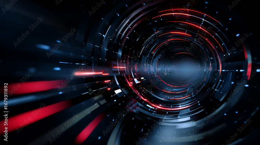Fototapete abstract tunnel of light: a mesmerizing abstract composition of light and color, featuring a dynamic