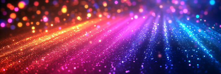 Vibrant Lights Spectacle: A dazzling display of light bursts forth, a cascade of colors with beams emanating, creating an abstract design of pure energy and visual allure. 