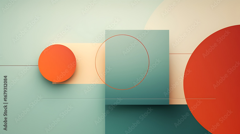 Fototapete geometric abstraction: a captivating composition of overlapping shapes, meticulously arranged to cre
