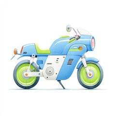 Obraz premium Colorful Vintage Motorcycle Illustration on White Background