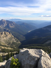 The view of Rocky Mountain National Park from one of the scenic spots at a high elevation.