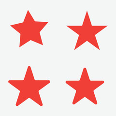Fototapeta premium Four Red Star Icons: Simple, Modern, Minimalist Design for Rating, Reviews, and Feedback.