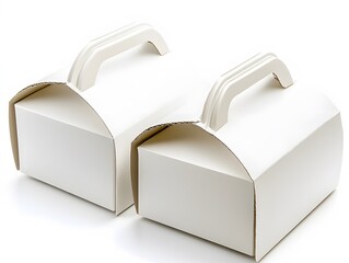 Two White Cardboard Gift Boxes with Handles Packaging Design