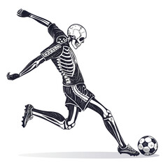 Create Bold Stroke Skeleton Soccer Player Kicking High-Quality Stock Image Ideal for Marketing