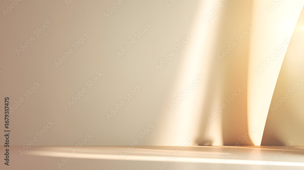 Poster illuminated serenity: minimalist aesthetic capturing the interplay of soft light and shadow across a