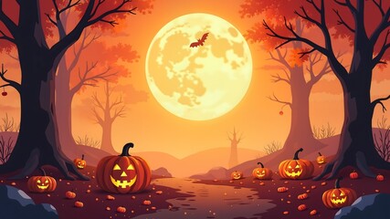 halloween background with pumpkins. sale banner design free space in the center