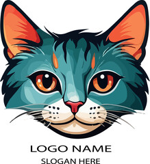 peeking cat logo icon vector white background .