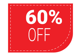 Red Discount Tag with Sixty Percent Off Sale Promotion