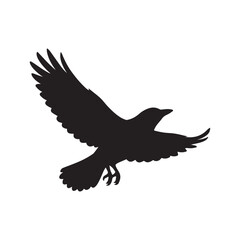Silhouette of a Bird in Flight with Wings Spread Wide