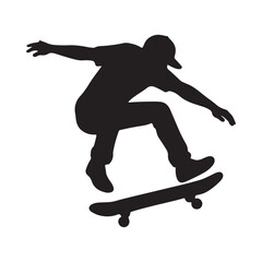 Silhouette of a Skater Performing a Trick in Mid Air